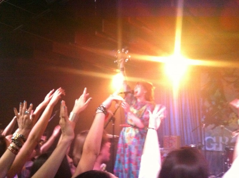 Hannah Hooper of Grouplove and the crowd during the encore.