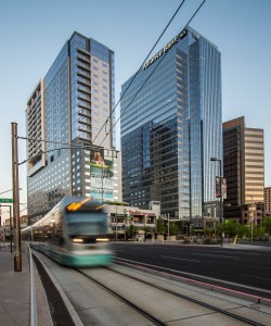 The location of the development is adjacent to CityScape Phoenix on the Valley Metro Light Rail Line.